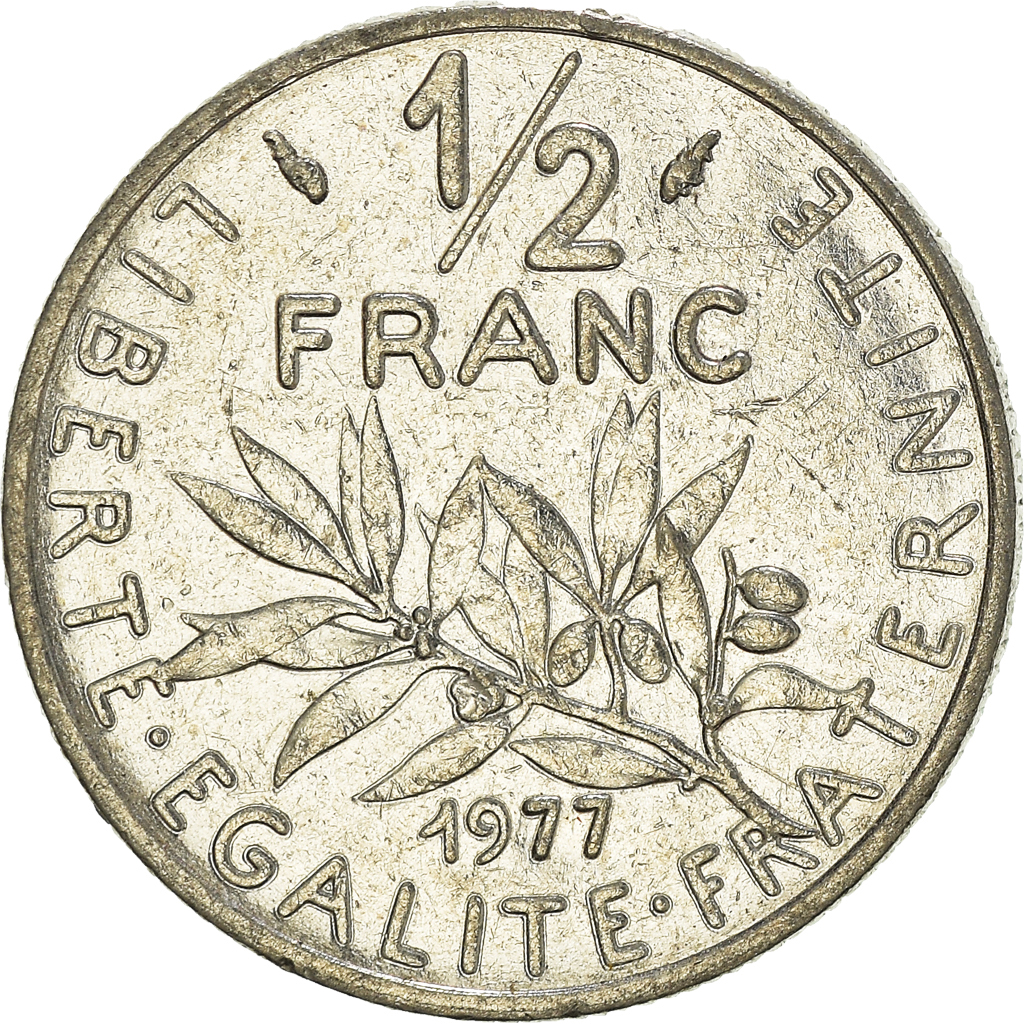Moneda, Francia, 1/2 Franc, 1977