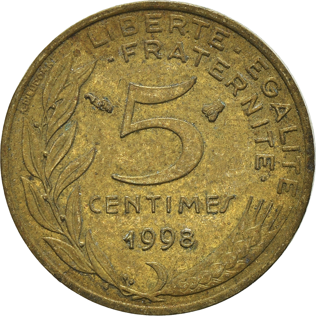 Moneda, Francia, 5 Centimes, 1998