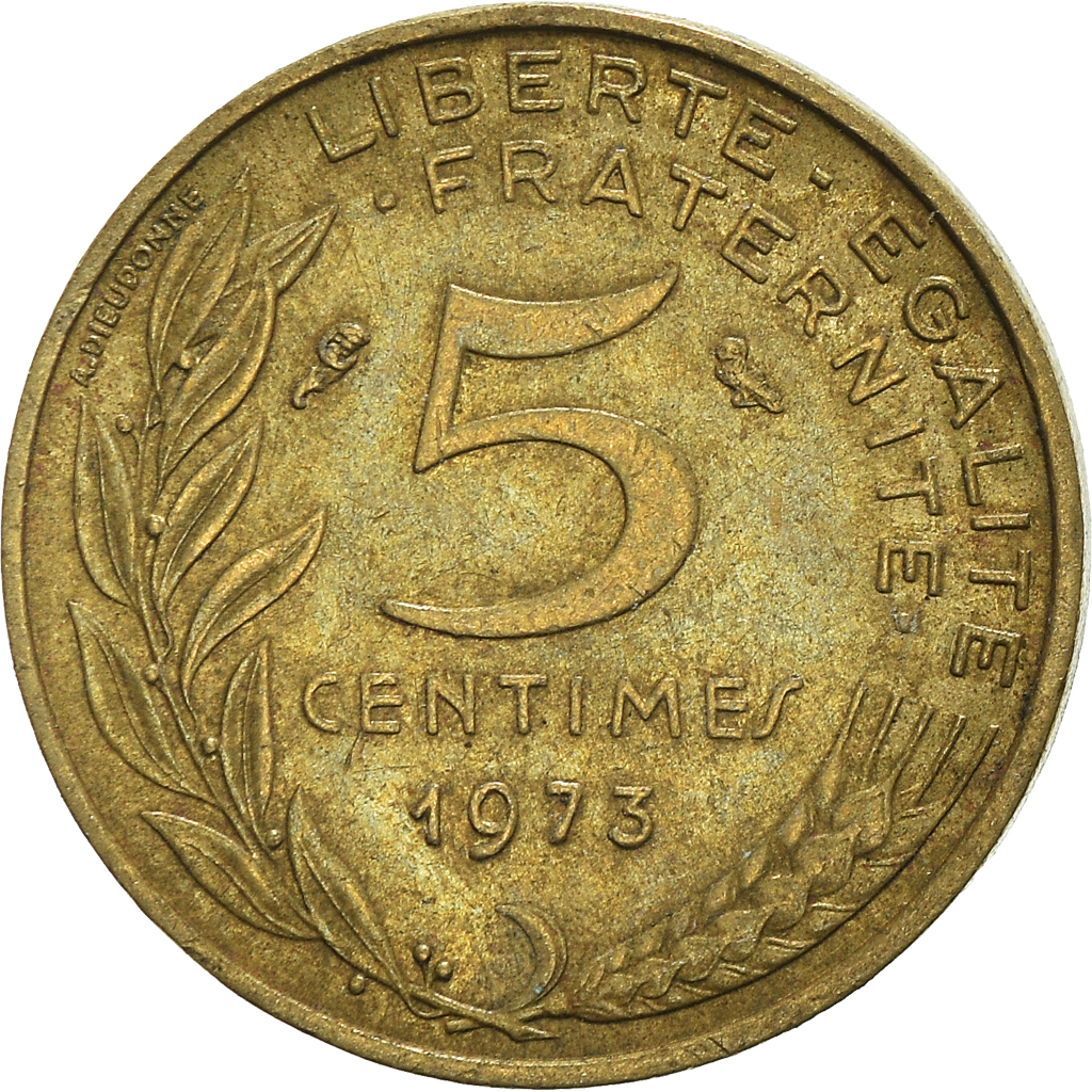 Moneda, Francia, 5 Centimes, 1973