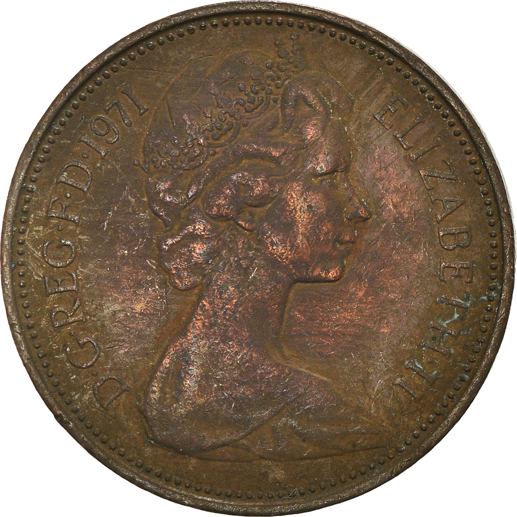 Moneda, Gran Bretaña, 2 New Pence, 1971