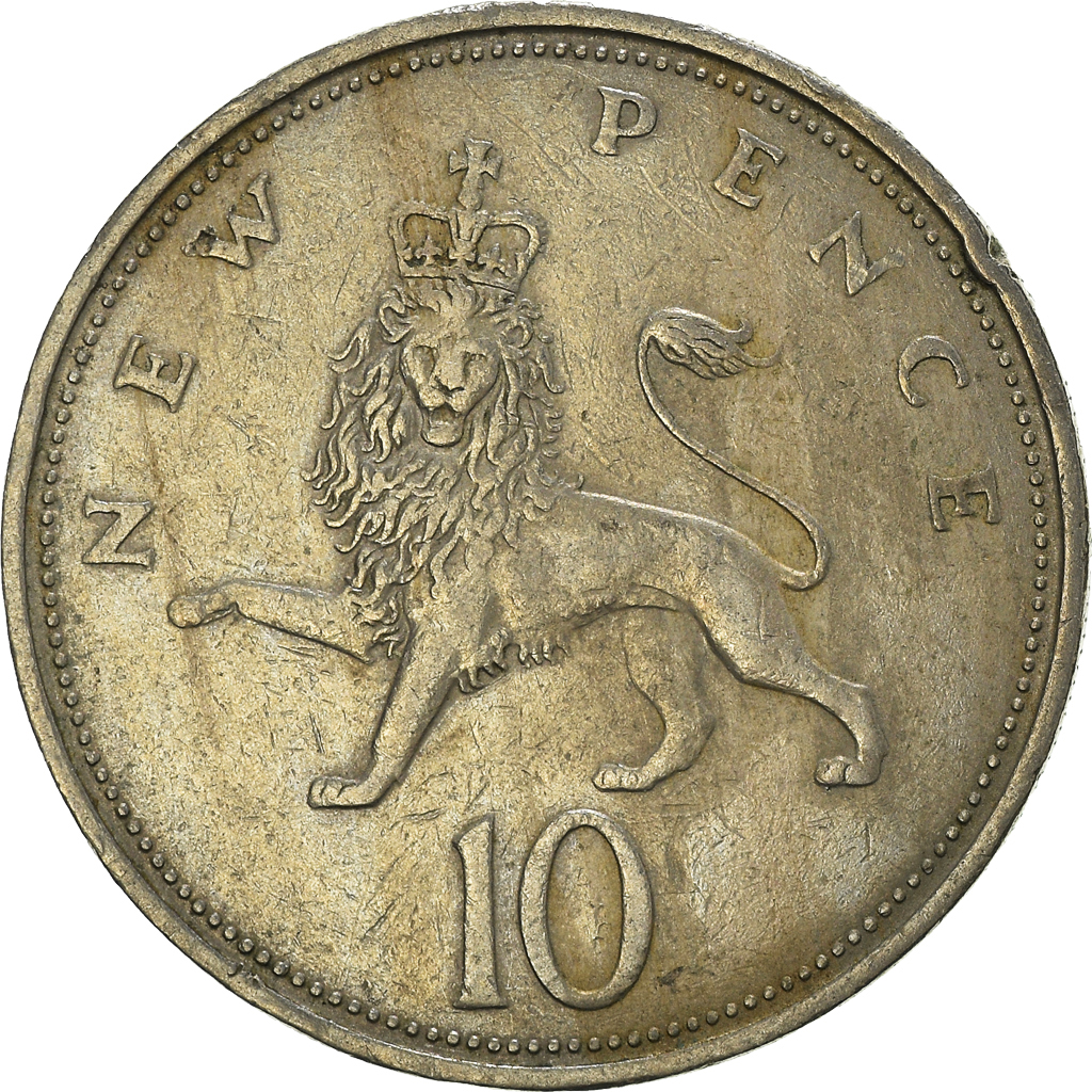 Moneda, Gran Bretaña, 10 New Pence, 1968