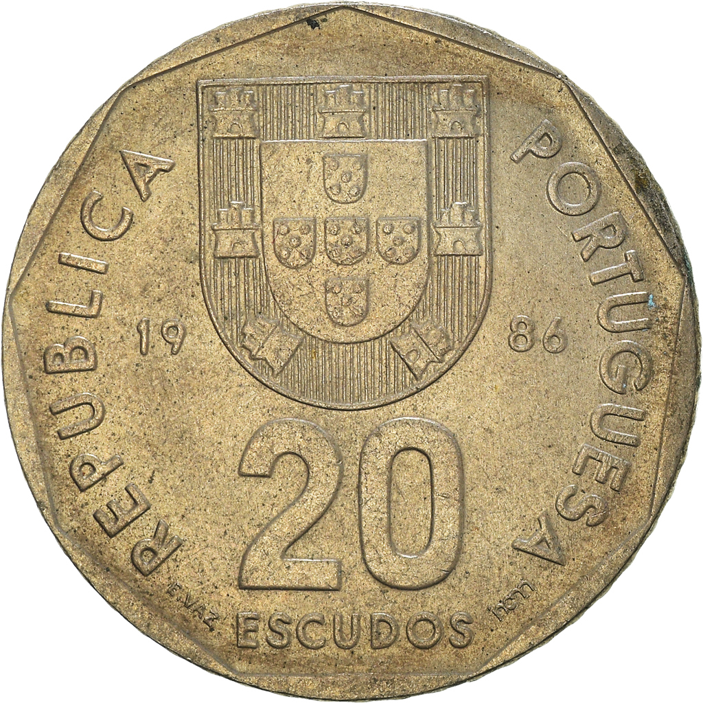 Moneda, Portugal, 20 Escudos, 1986