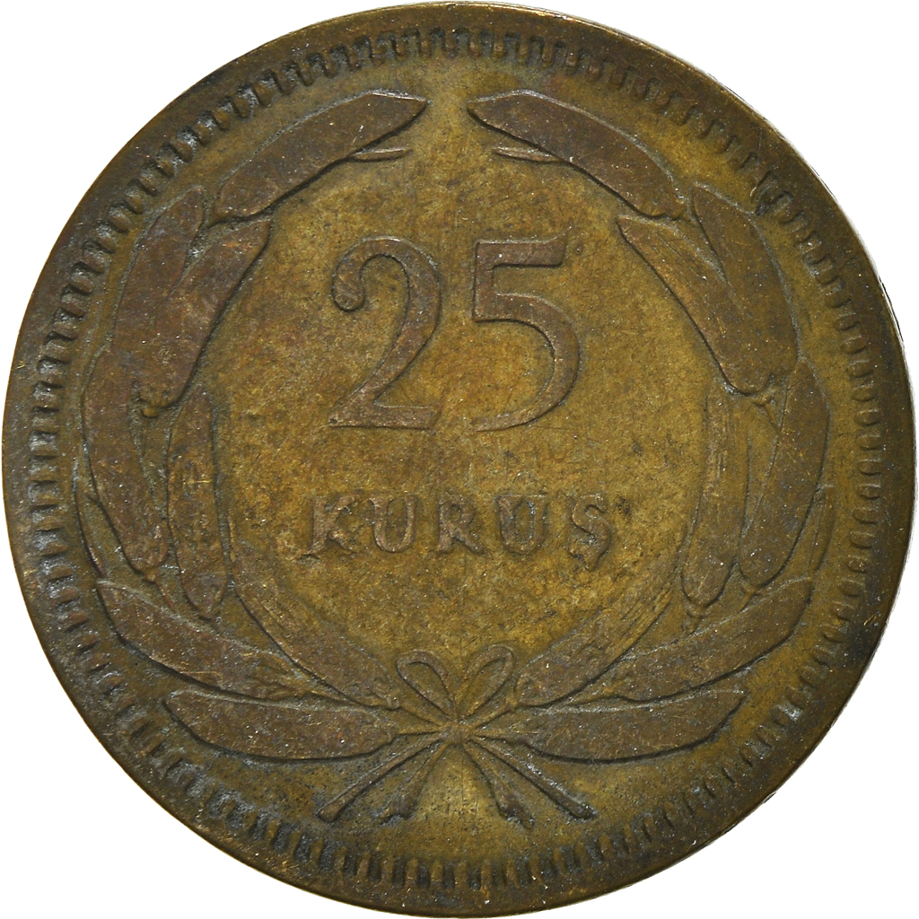 Moneda, Turquía, 25 Kurus, 1955