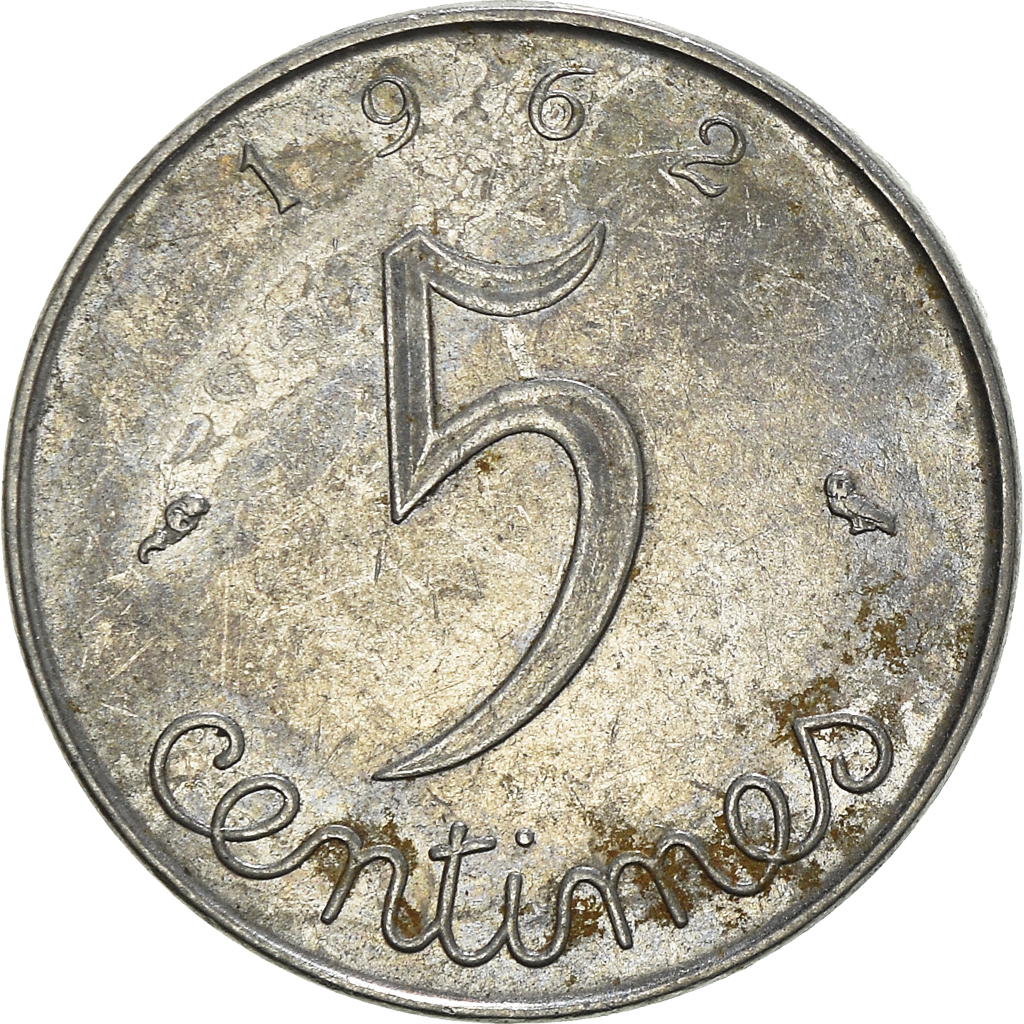 Moneda, Francia, 5 Centimes, 1962
