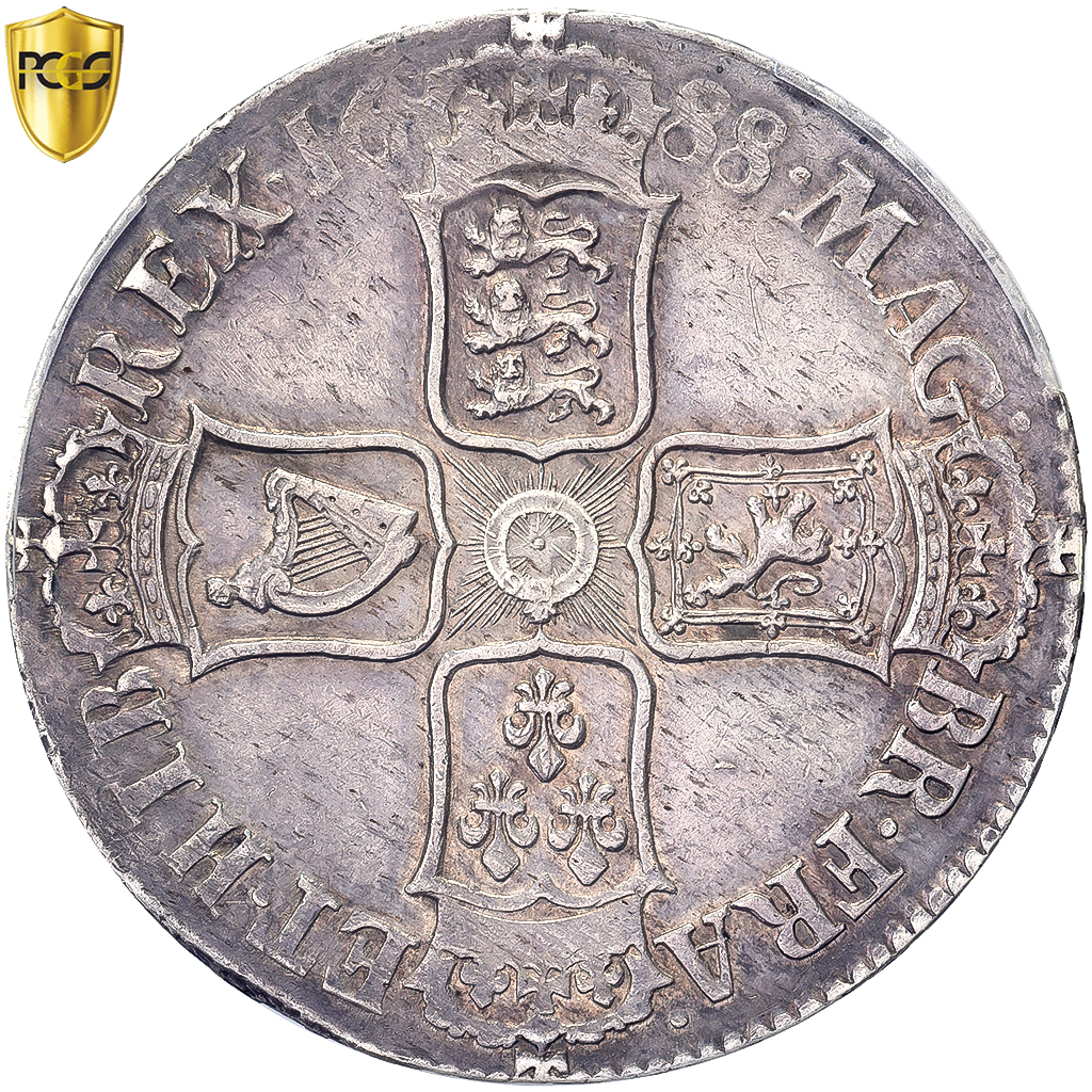 Great Britain, James II, Crown, 1688, London, Silver, PCGS, 
