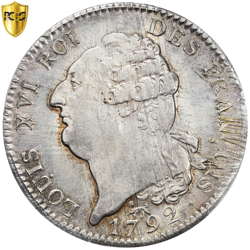 France, Louis XVI, Ecu de 6 Livres, 1792, Paris, Silver, PCGS, , Gadoury:55