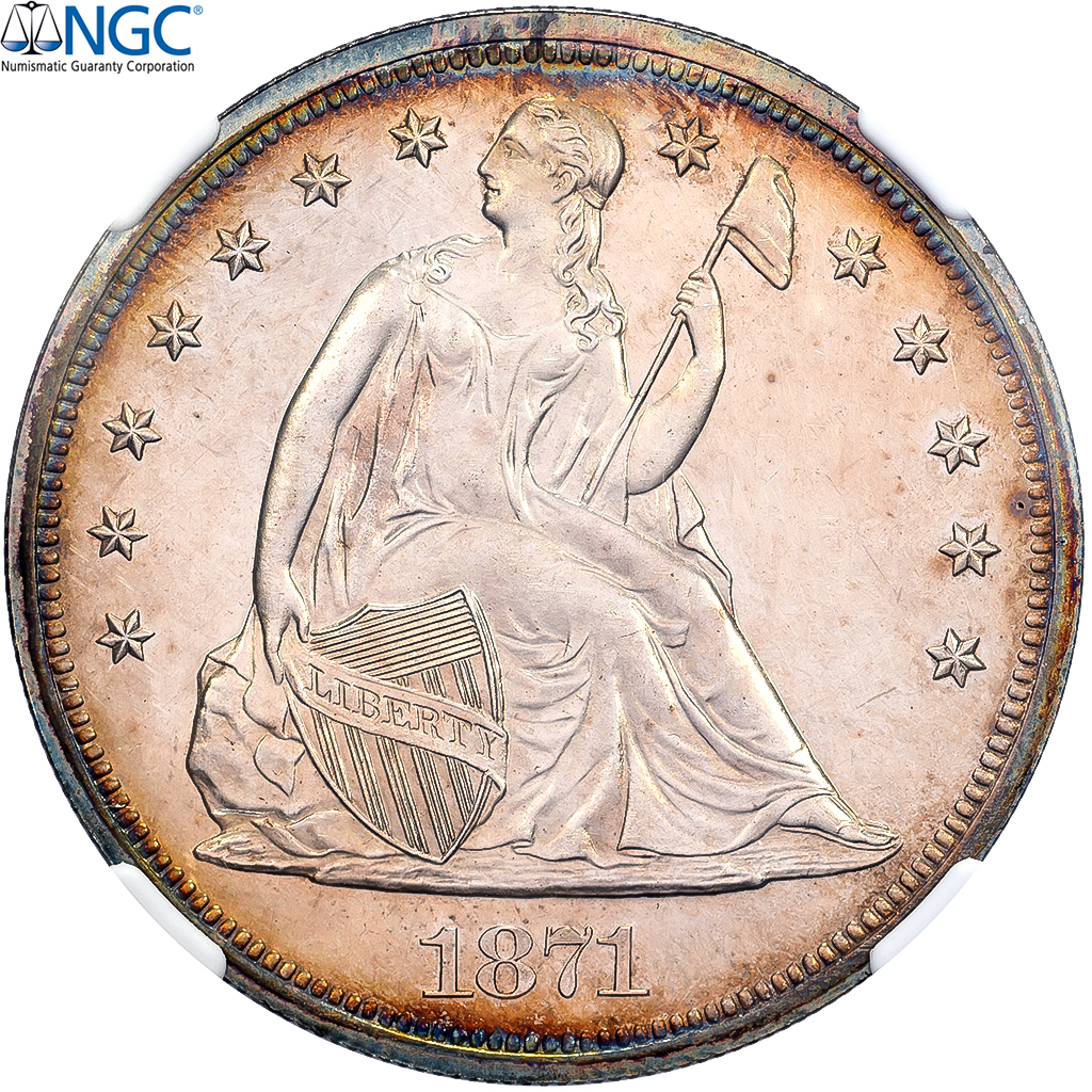 United States, 1 Dollar, Seated Liberty, 1871, Philadelphia, Proof, Silver, NGC