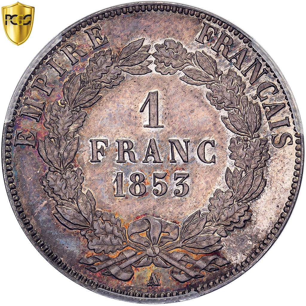 France, Napoleon III, 1 Franc, 1853, Paris, Pattern, Silver, PCGS, 