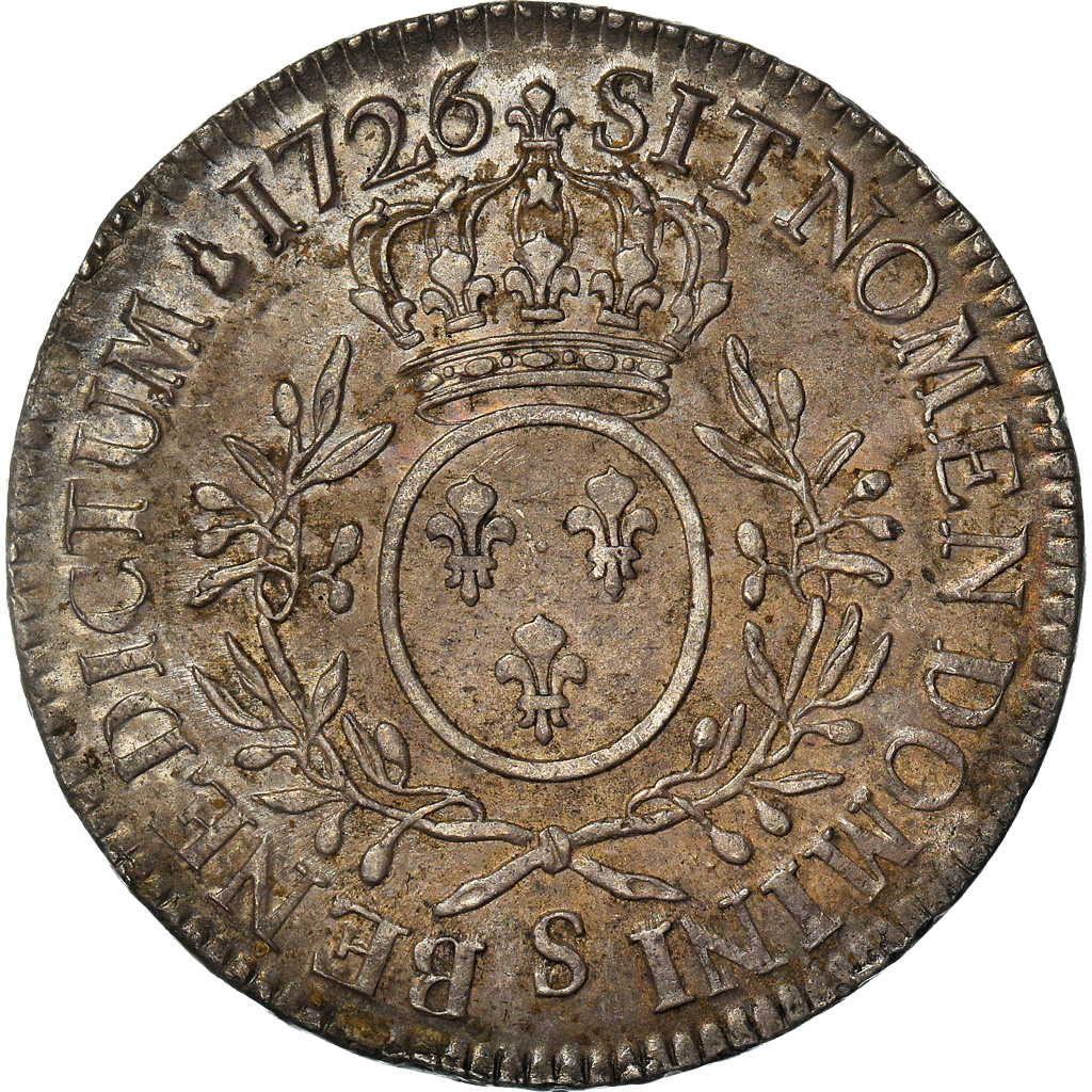 Coin, France, Louis XV, Écu aux branches d'olivier, Ecu, 1726, Reims