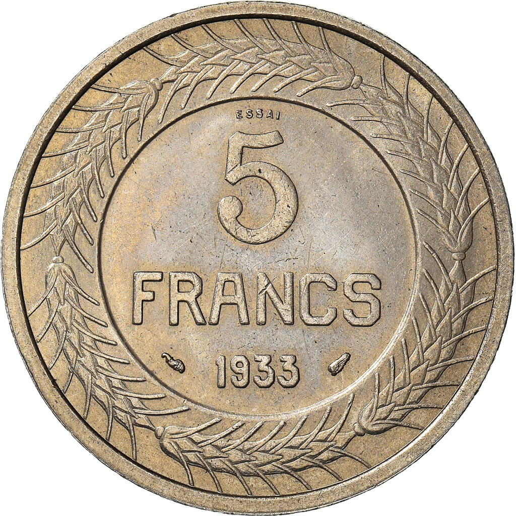 Coin, France, Concours de Cochet, 5 Francs, 1933, ESSAI, , Nickel