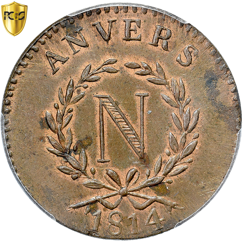 France, Napoleon I, 5 Centimes, Obsidionale, 1814, Anvers, Grand Module, Bronze