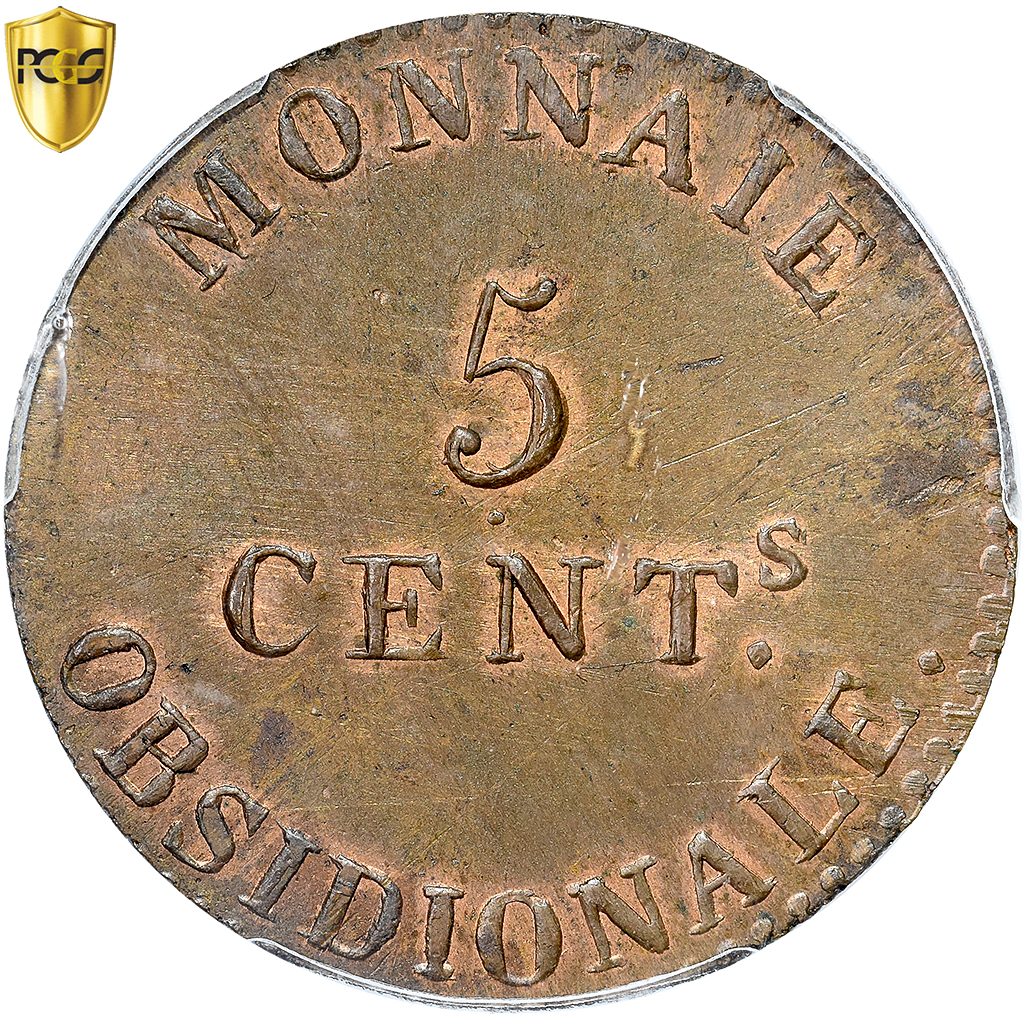 France, Napoleon I, 5 Centimes, Obsidionale, 1814, Anvers, Grand Module, Bronze