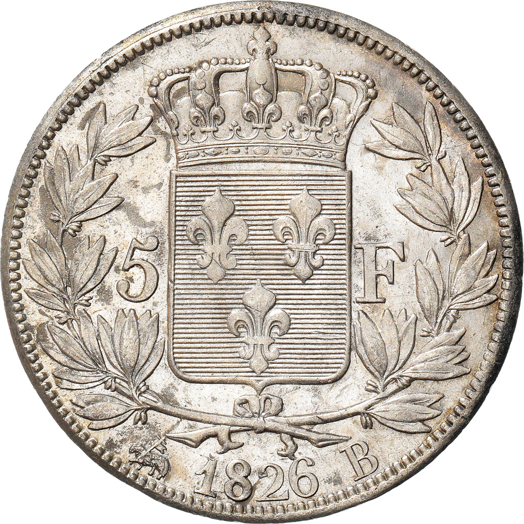 Coin, France, Charles X, 5 Francs, 1826, Rouen, , Silver, KM:720.2
