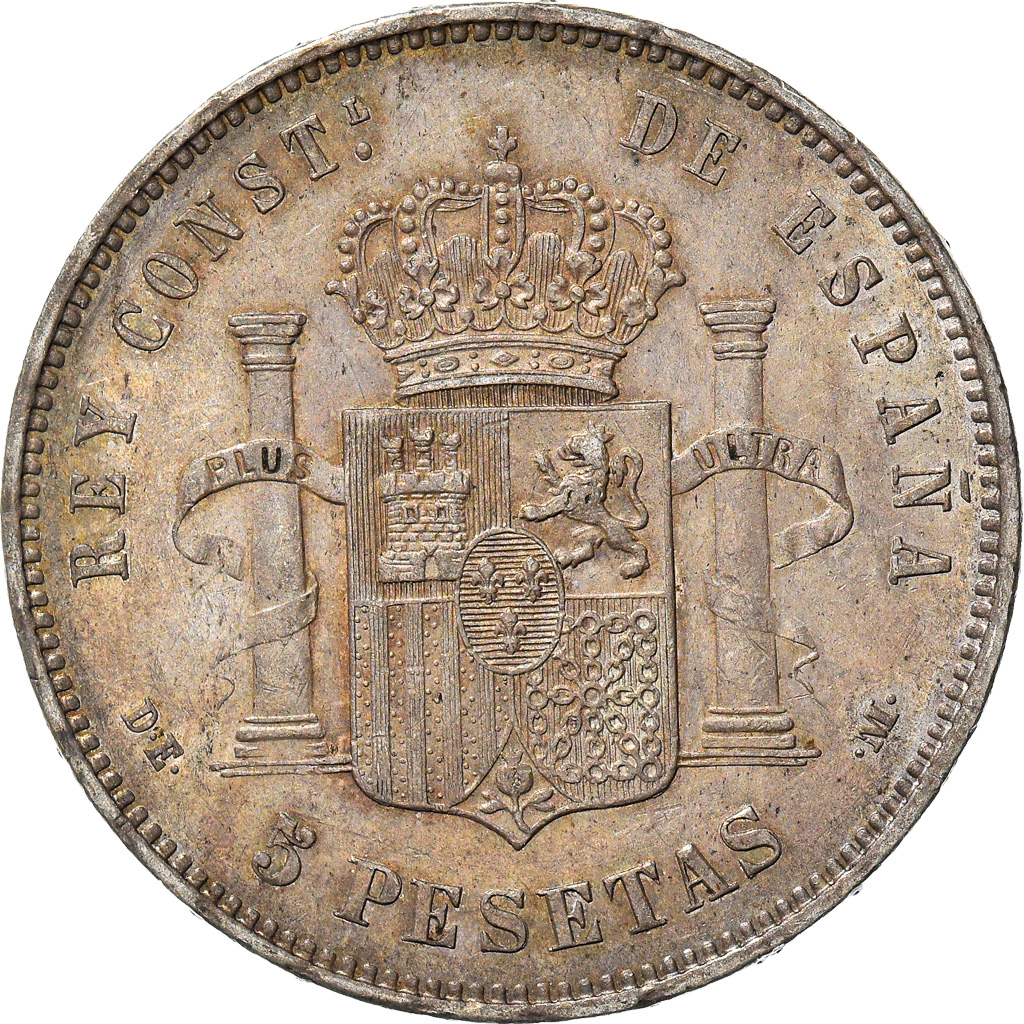Coin, Spain, Alfonso XII, 5 Pesetas, 1878, Madrid, *18-18, , Silver