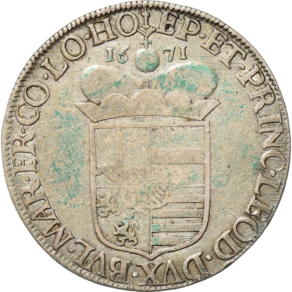 Munten, LUIK, Maximilian Henry, Ducatone, 1671, Liege, FR+, Zilver, KM:84