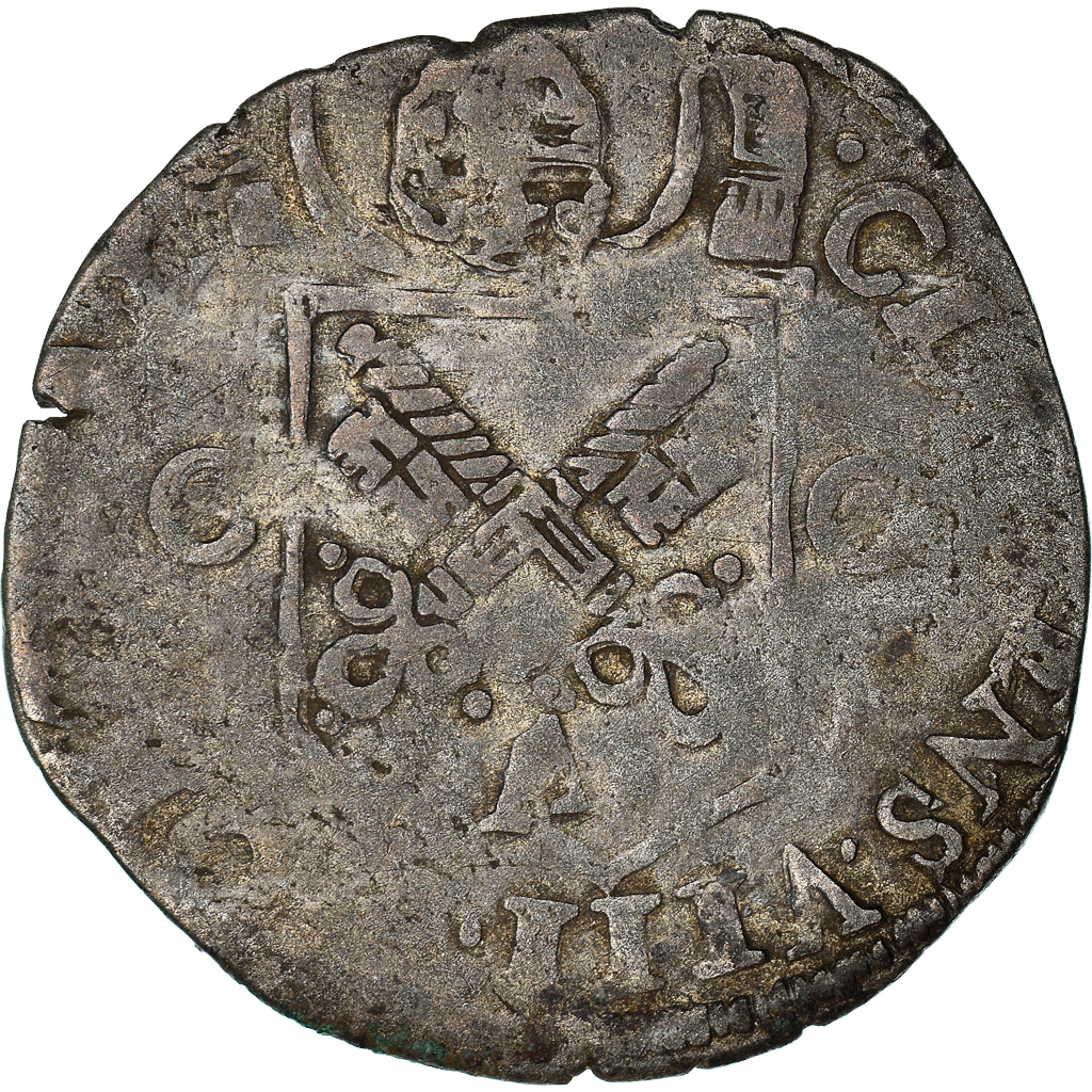 Coin, France, Comtat-Venaissin, Clément VIII, Douzain, 1594, Carpentras