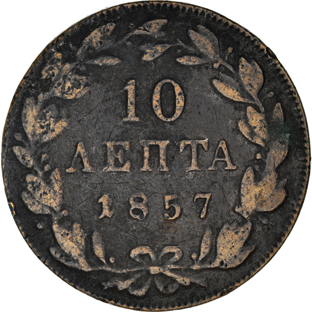 Coin, Greece, Othon, 10 Lepta, 1857, Athens, , Copper, KM:29