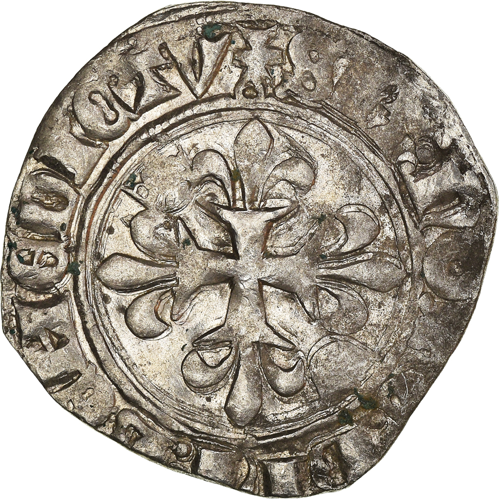 Coin, France, Charles VI, Florette, Paris, , Billon, Duplessy:387A