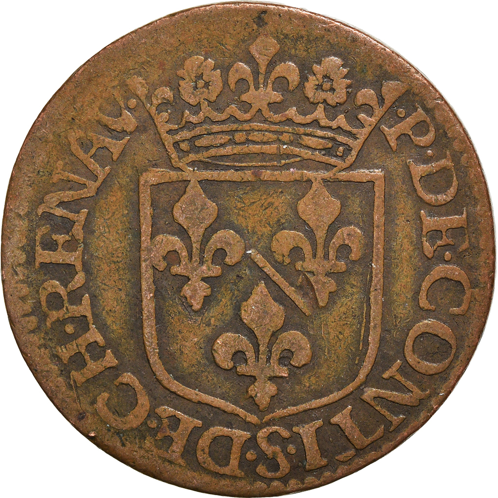 Coin, FRENCH STATES, CHATEAU-RENAUD, François de Bourbon, Liard, 1614, Variety