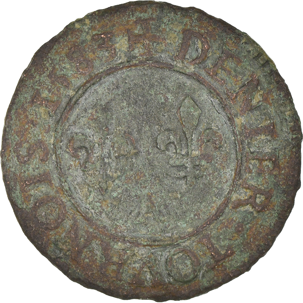 Coin, France, Henri III, Denier Tournois, 1583, Paris, , Copper