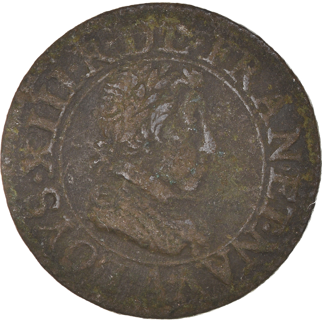 Coin, France, Louis XIII, Double tournois, buste juvénile, Double Tournois