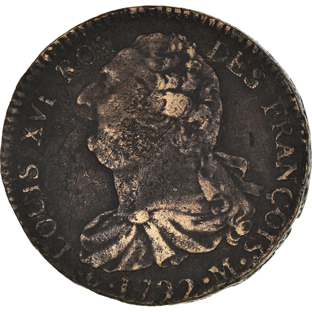 Coin, France, Louis XVI, 2 sols françois, 2 Sols, 1792, Toulouse, 