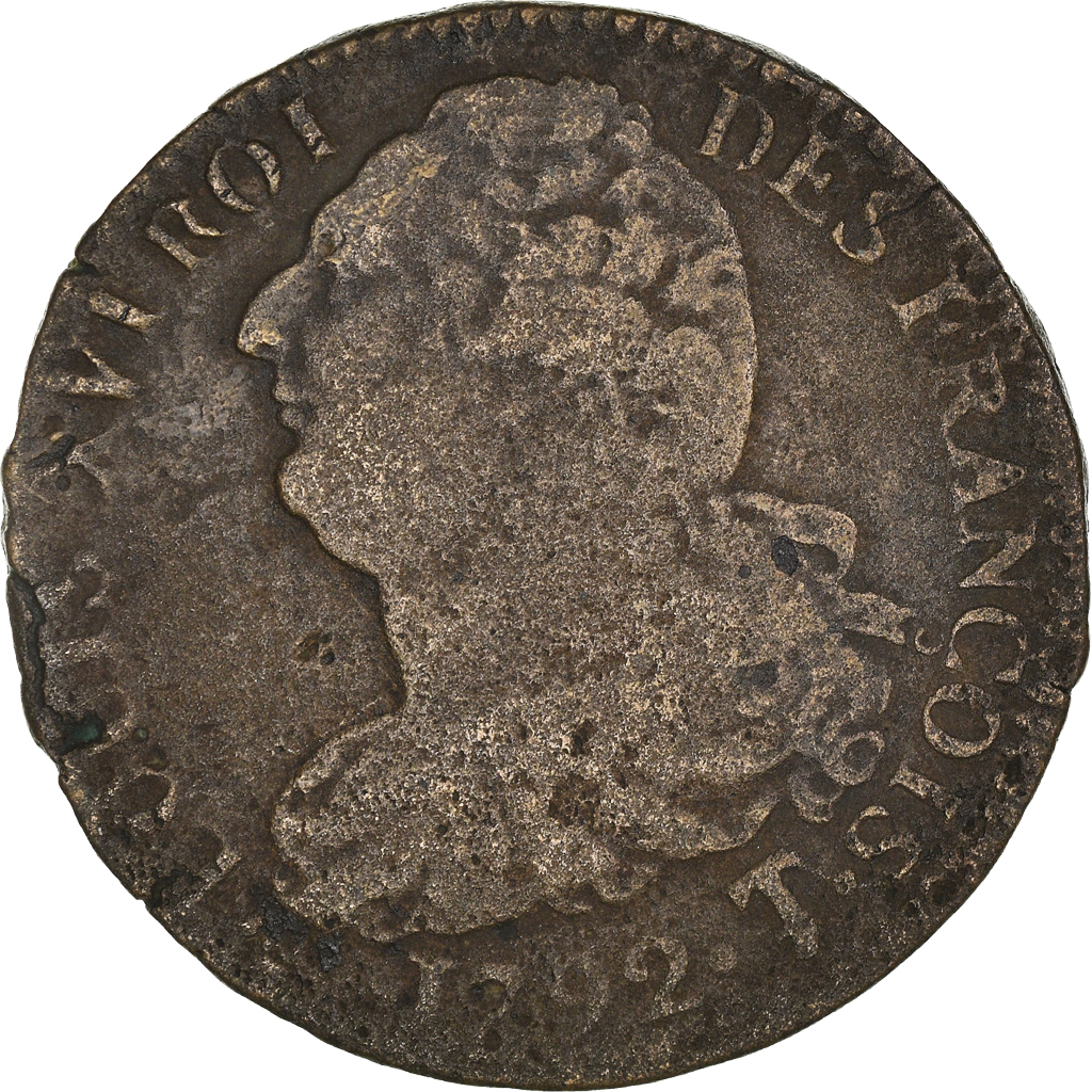 Coin, France, Louis XVI, 2 Sols, 1792, Saumur, , Bronze, Gadoury:25