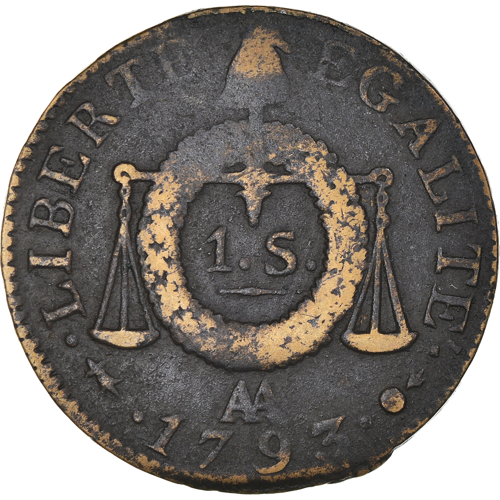Coin, France, Sol aux balances françoise, Sol, 1793, Metz, , Bronze
