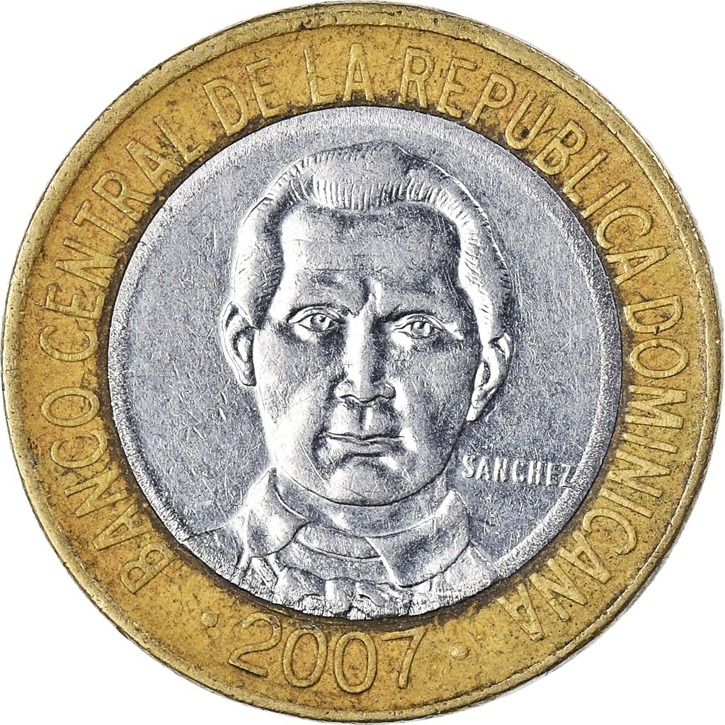 Moneda, República Dominicana, 5 Pesos, 2007
