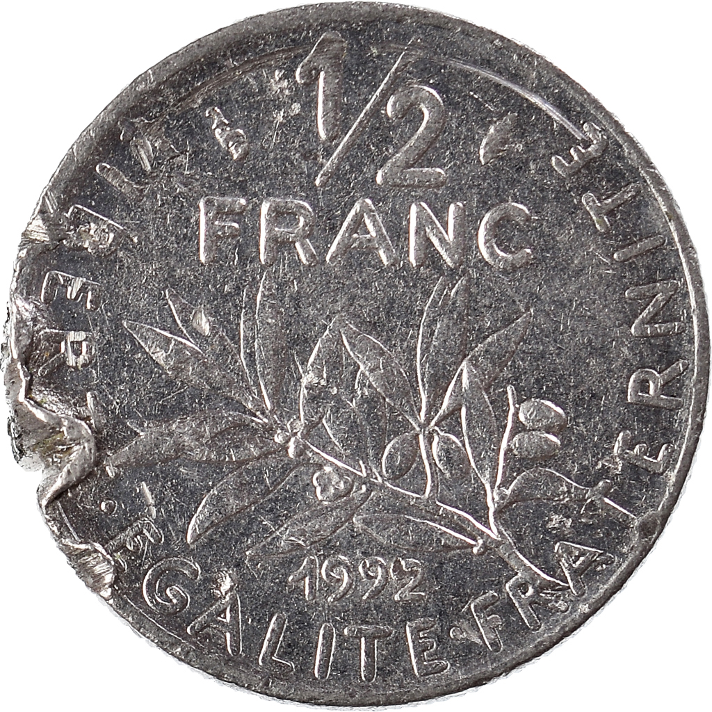 Moneda, Francia, 1/2 Franc, 1992