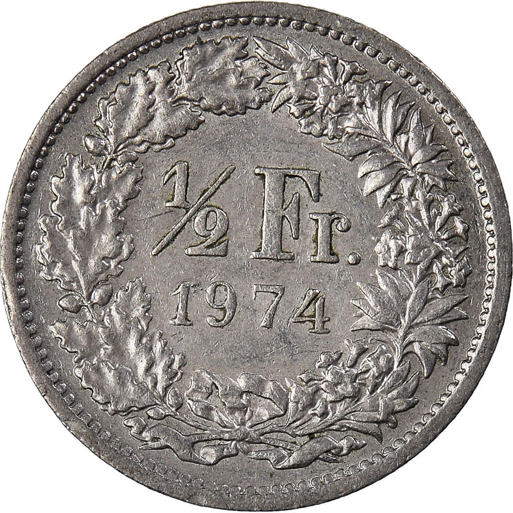 Moneda, Suiza, 1/2 Franc, 1974