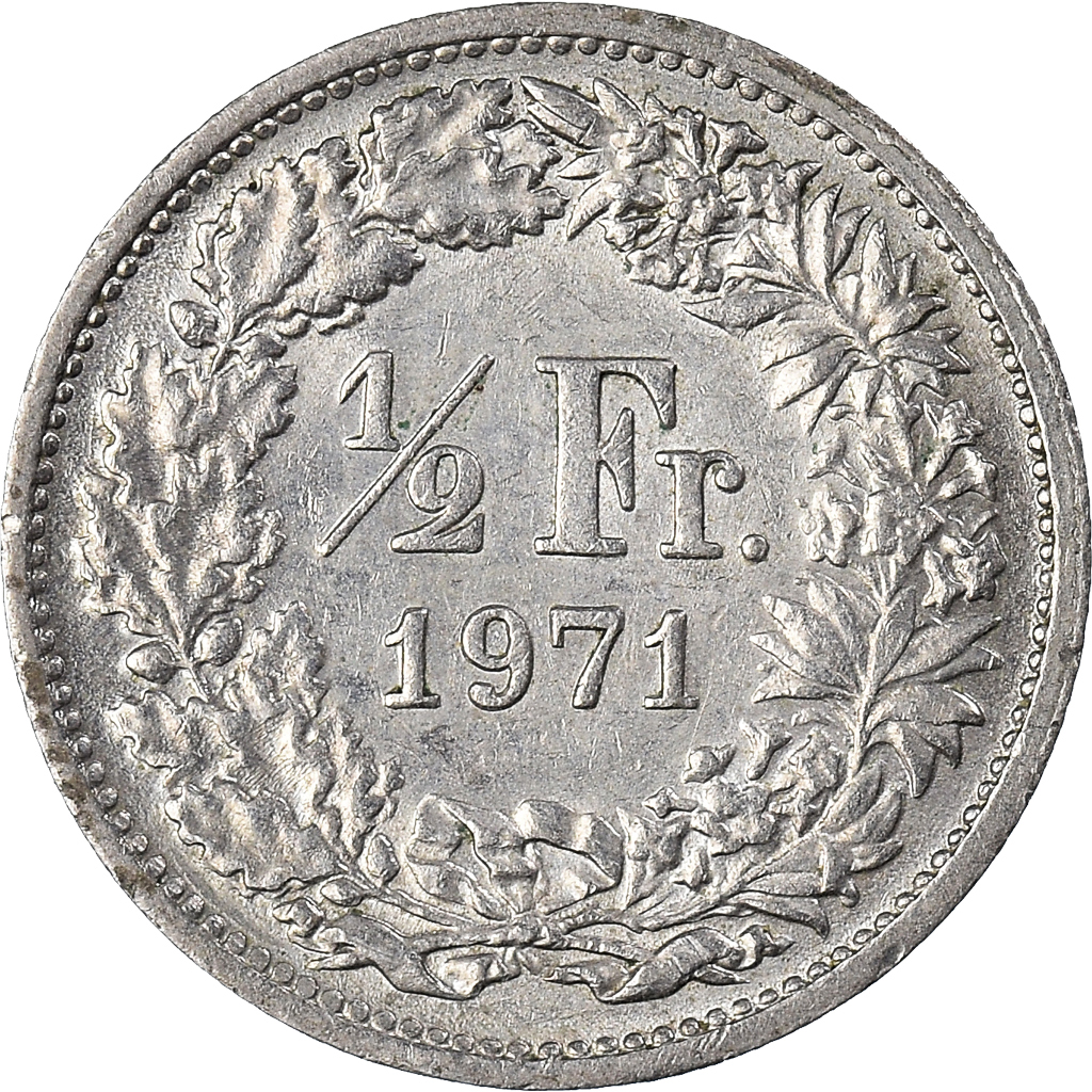 Moneda, Suiza, 1/2 Franc, 1971