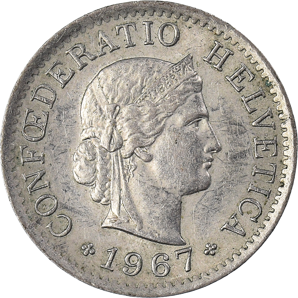 Moneda, Suiza, 5 Rappen, 1967