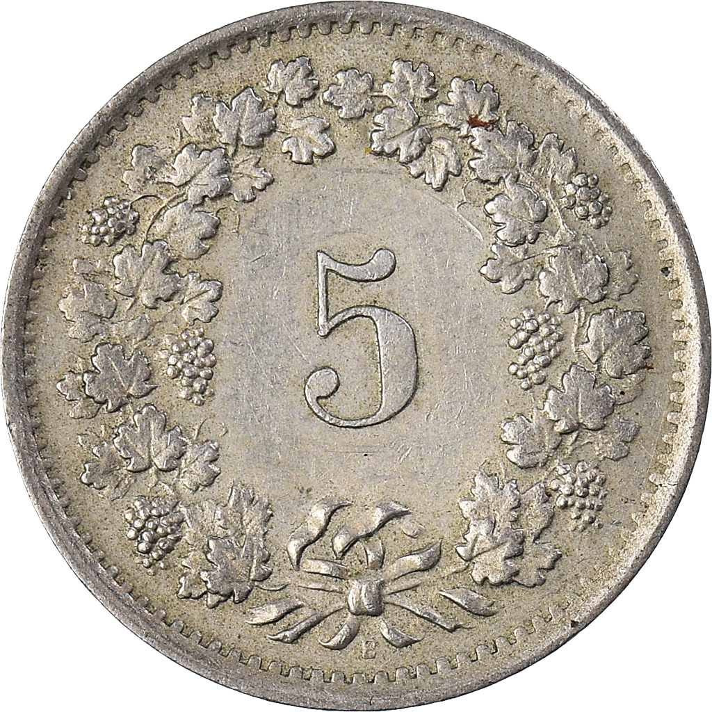 Moneda, Suiza, 5 Rappen, 1967
