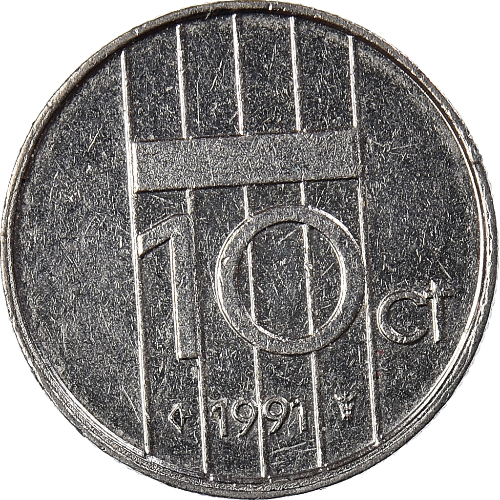 Moneda, Países Bajos, 10 Cents, 1991