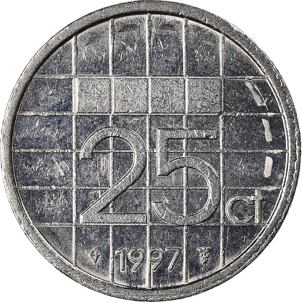Coin, Netherlands, 25 Cents, 1997