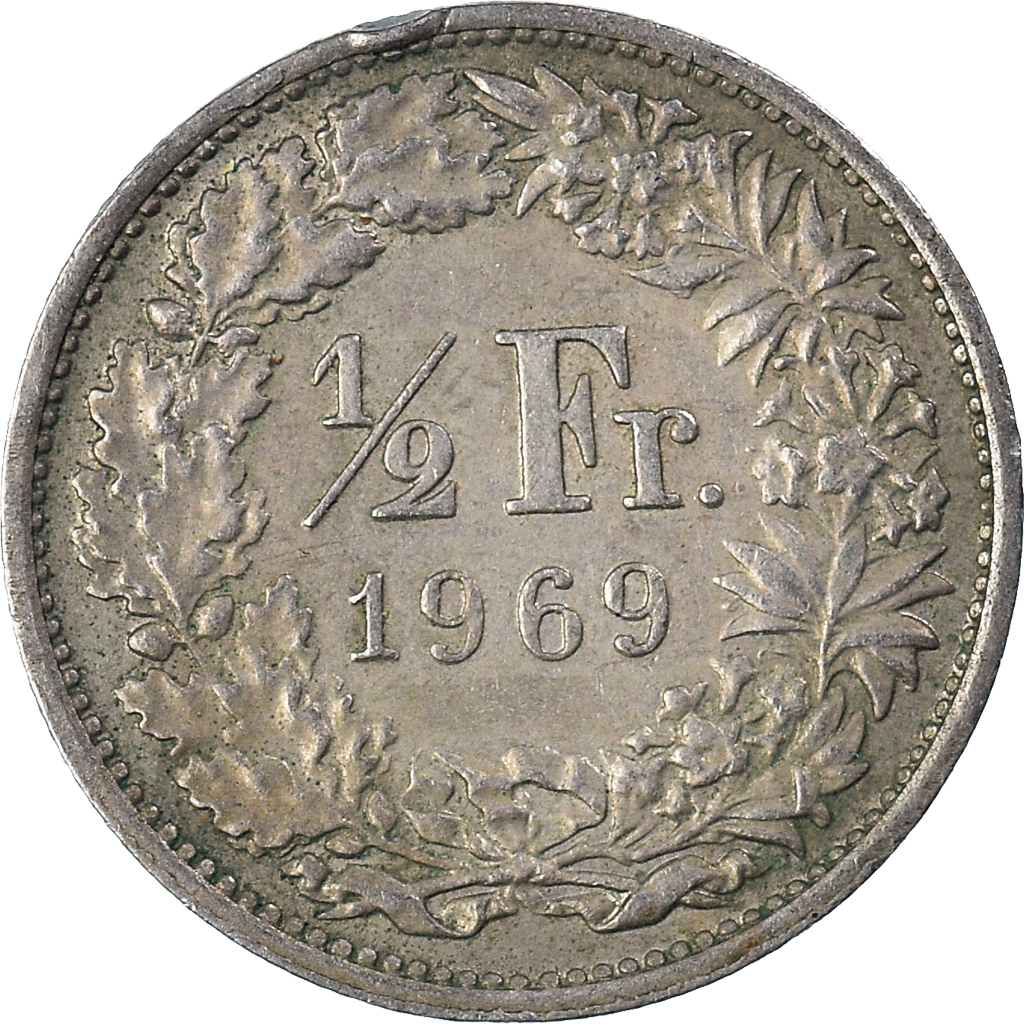 Moneda, Suiza, 1/2 Franc, 1969