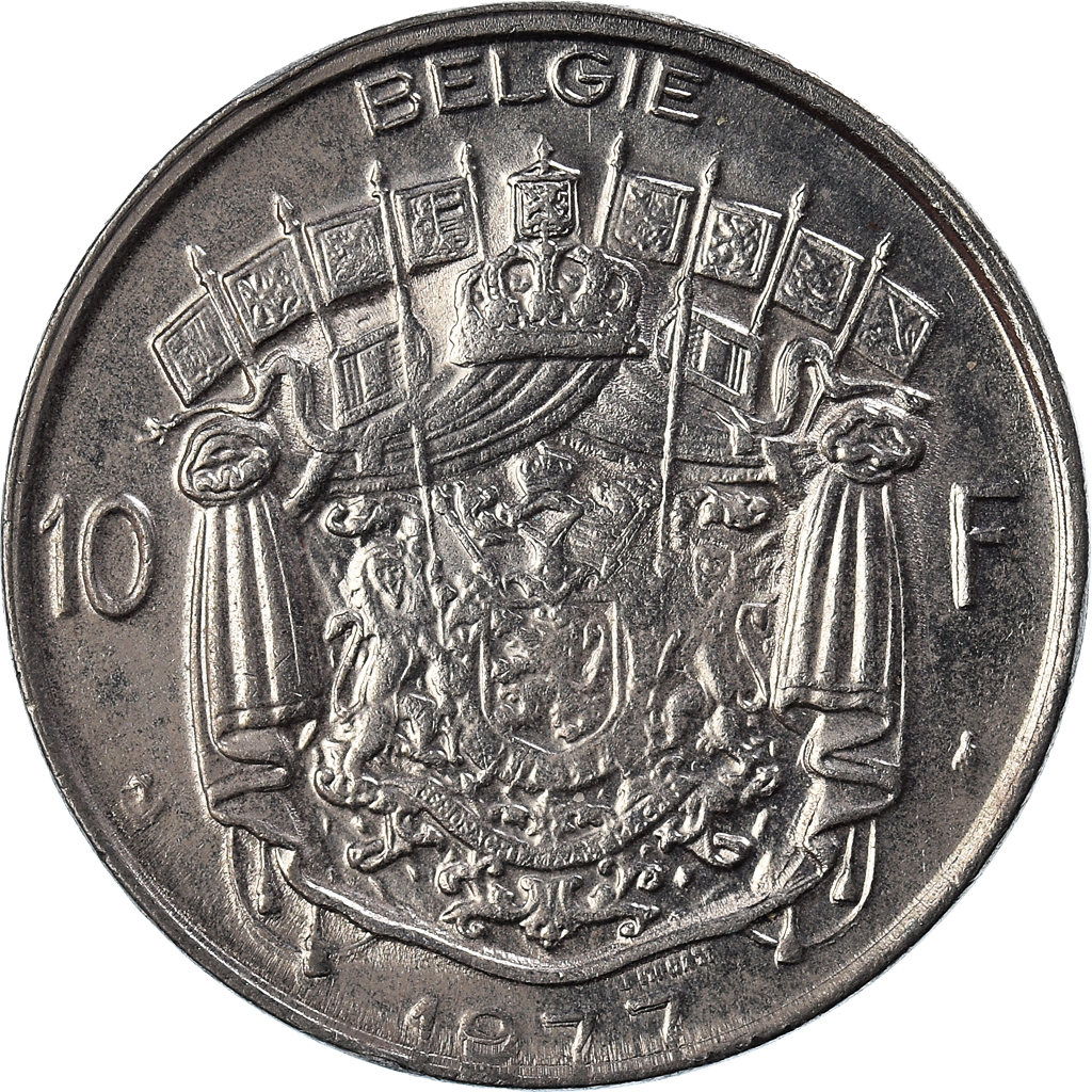 Moneda, Bélgica, 10 Francs, 10 Frank, 1977
