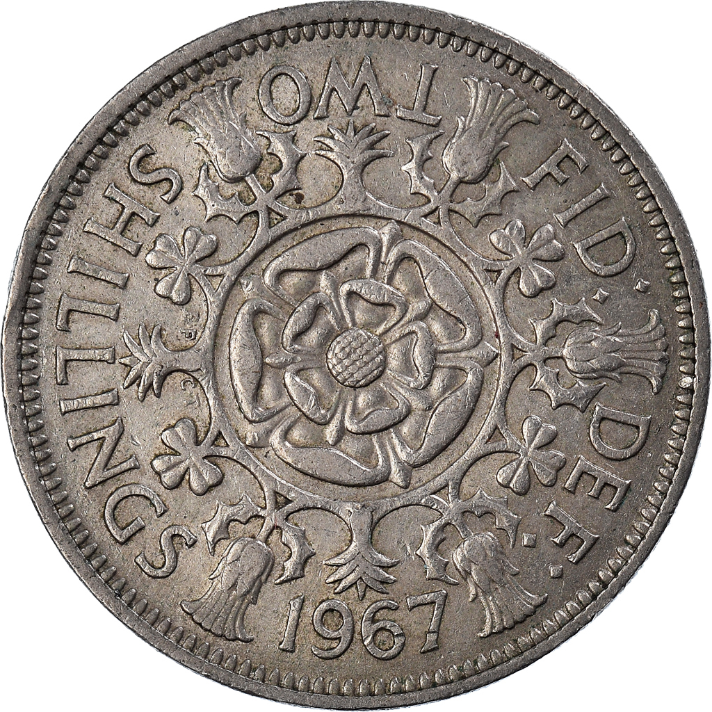 Moneda, Gran Bretaña, Florin, Two Shillings, 1967
