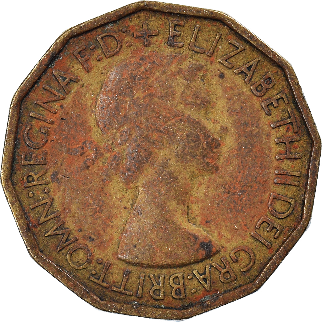 Moneda, Gran Bretaña, 3 Pence, 1953