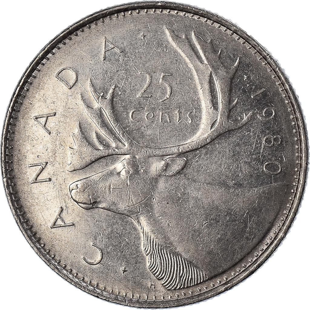 Coin, Canada, 25 Cents, 1980