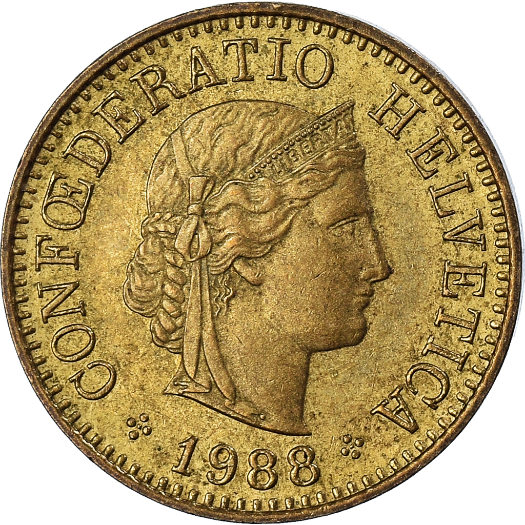 Moneda, Suiza, 5 Rappen, 1988