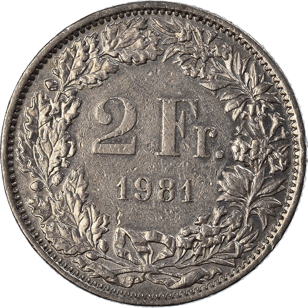 Moneda, Suiza, 2 Francs, 1981