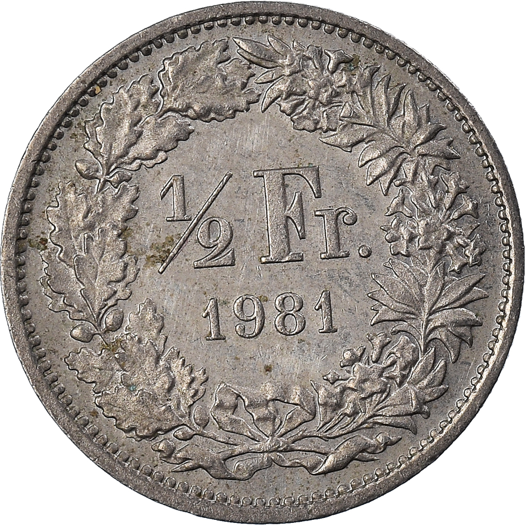 Moneda, Suiza, 1/2 Franc, 1981