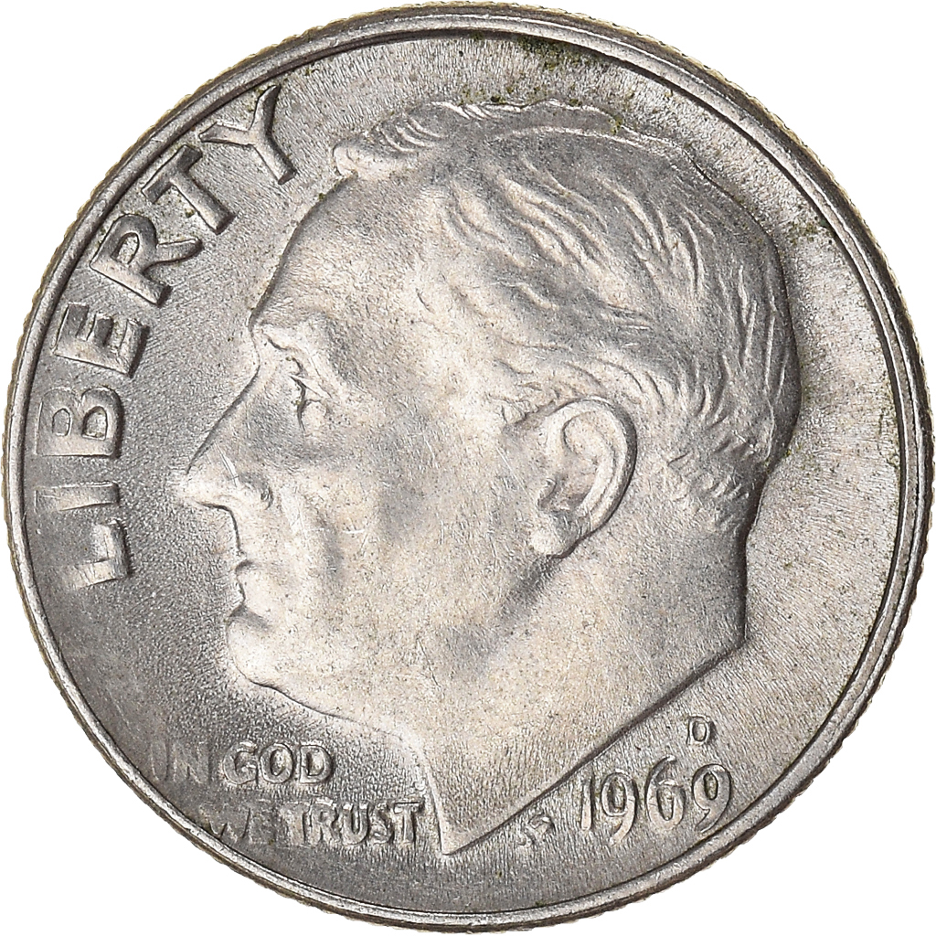 Moneda, Estados Unidos, Dime, 1969