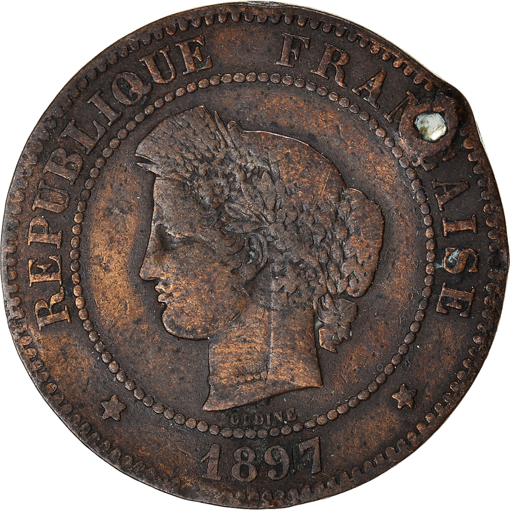 Coin, France, 5 Centimes, 1897