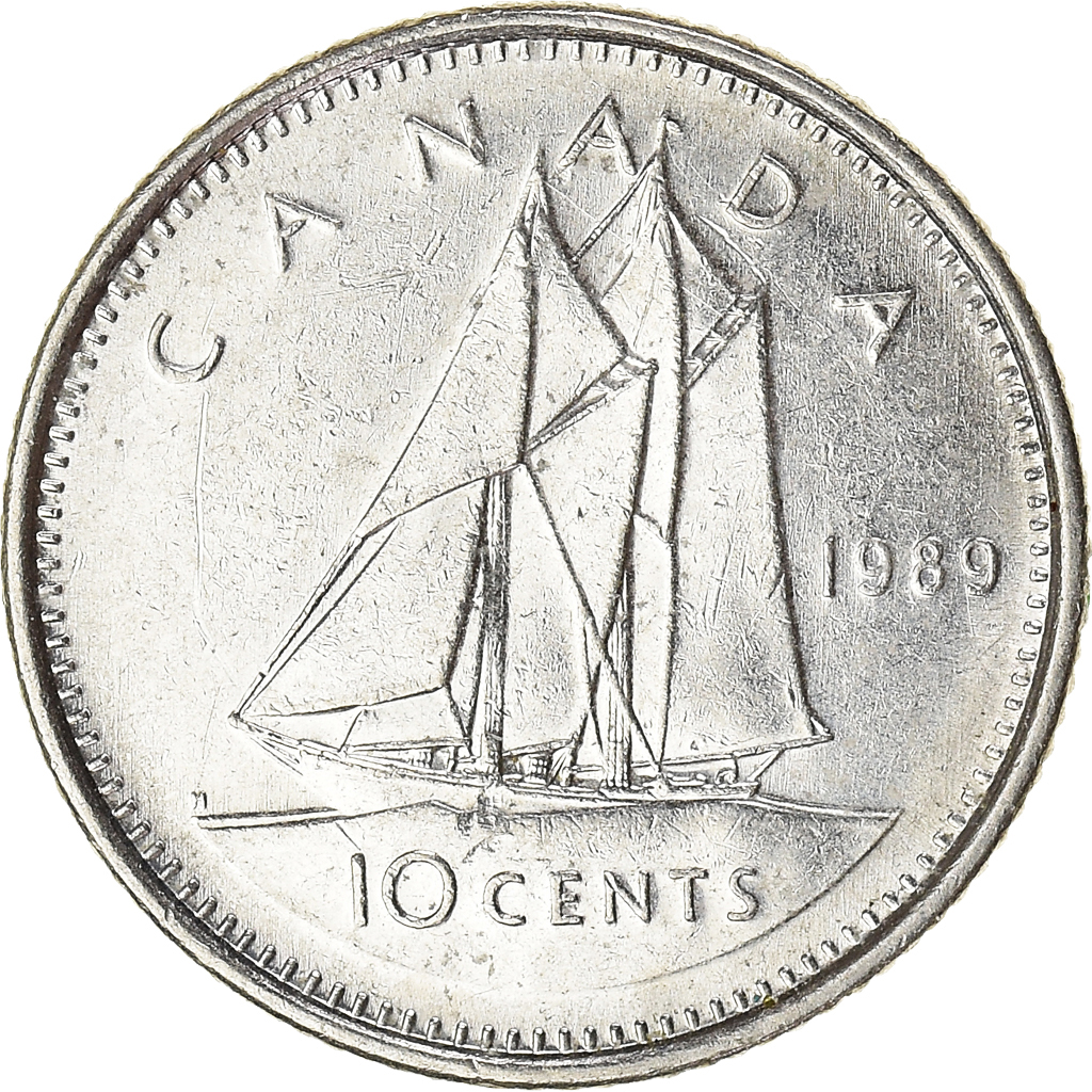 Moneda, Canadá, 10 Cents, 1989