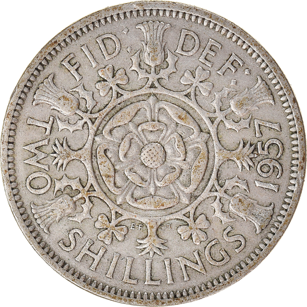 Moneda, Gran Bretaña, 2 Shillings, 1957