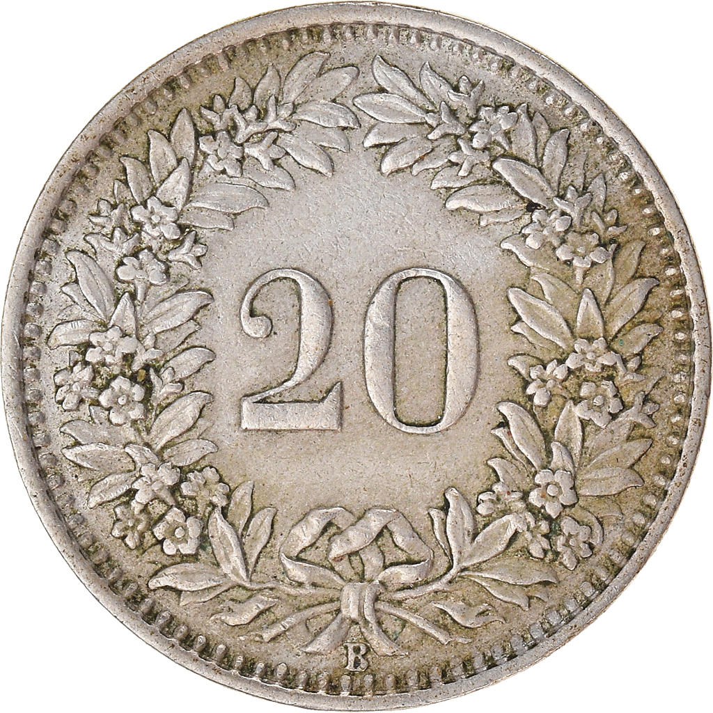 Moneda, Suiza, 20 Rappen, 1953