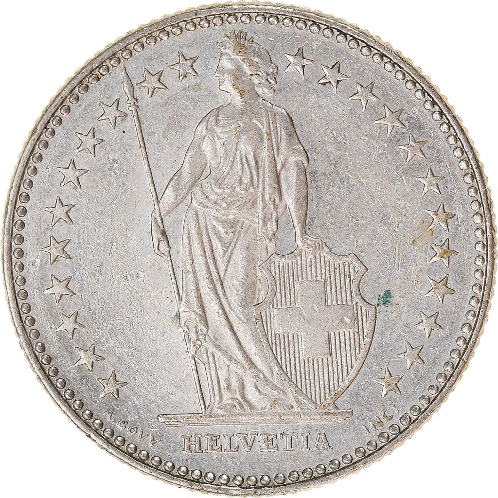 Moneda, Suiza, 2 Francs, 1987